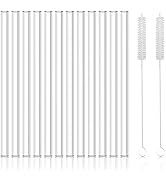 Antner 12 Pack Reusable Glass Straw, 8.5" x 10MM Straight Clear Glass Drinking Straws for Hot & C...