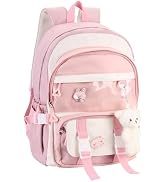 Phaoullzon Kawaii Backpack for Girls School Bookbag Cute Anime Backpacks with Pins and Pendant