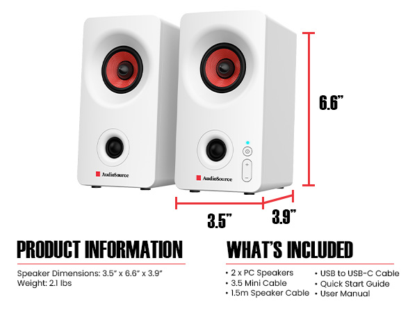 pc speakers dimensions