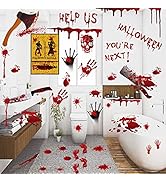 84Pcs Halloween Decorations Handprint Footprint Stickers Clings Decals Window Bathroom Floor Rest...