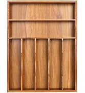 oridom Kitchen Acacia Silverware Organizer, Kitchen Drawer Organizer - Extra Deep Grooved Drawer ...