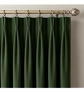 NICETOWN Blackout Velvet Curtains - Thick Pinch Pleated Heavy Thermal Insulated Olive Green Windo...