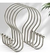 AmazerBath Shower Curtain Hooks Brushed Nickel Shower Curtain Rings, Simple Double Hook Shower Cu...