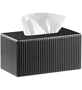 Fanousy Large Tissue Box Cover Rectangular with Bottom Belt, Fits 230-Count Kleenex, Modern PU Le...