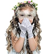 YukaBa First Communion Gloves with Rhinestone Cross for Girl and Boy, L7.1 in*W2.9in Medium