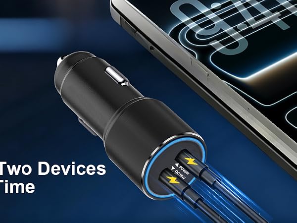 Dual Port Fast Car Charger and Cable
