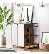 Brown Cat Litter Box Enclosure for 2 Cats - Litter Box Furniture Cabinet with 2 Doors, Enclosed L...