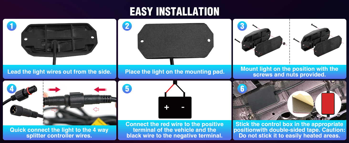 wide angle RGB led rock light remote Bluetooth app dual control