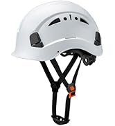 Vented Hard Safety Helmet, ABS Work Helmet with Adjustable 6-Point Suspension, ANSI Z89.1 Certifi...