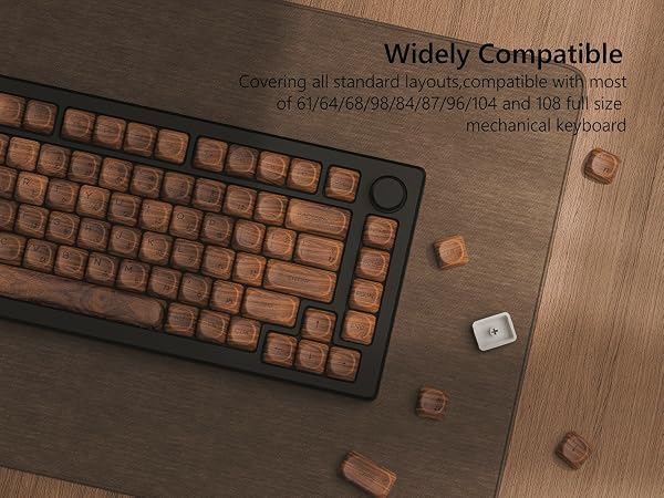 Womier PBT Keycaps - MOA Keycaps 75 Percent, Wood Dye-Sublimation Custom Keyboard Key Cap