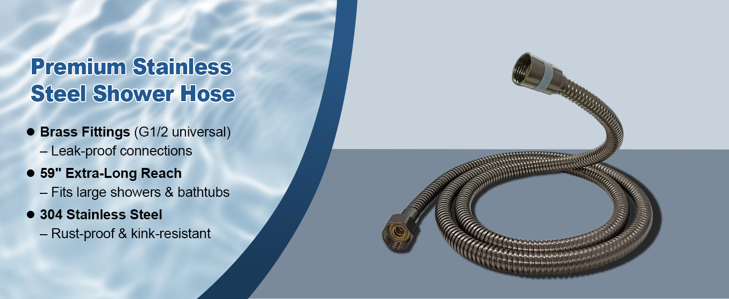 Premium Stainless Steel Shower Hose Brass Fittings – Leak-proof – 304 Stainless Steel