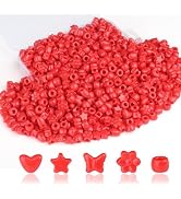 XIANNVXI Red Pony Beads 500pcs Star Butterfly Heart Flower Red Shaped Pony Bead for Jewelry Makin...