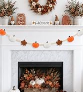 Fall Decorations for Home Handmade Felt Pumpkin Maple Leaf Beads Garland