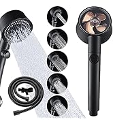 ANTOWER High Pressure Handheld Shower Head with 6 Functions, 59 Inch Hose, Adjustable Brass Head ...