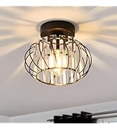 ANWIO Crystal Ceiling Light Fixture, Modern Semi Flush Mount Ceiling Light Shadow, Small Farmhous...
