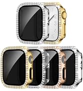 Easuny 4 Pack Privacy Bling Case with Tempered Glass Screen Protector for Apple Watch 40mm SE 3/2...