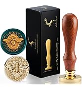 3D Embossed Bee Wax Seal Stamp - Brass Head with Wooden Handle, Making Wax Seals for Wedding Invi...