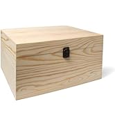 VIKOS Products 13.8x9.9x6.7-Inch/ 3.33-Gal. X-Large Unfinished Wooden Box for DIY Crafts & Storag...