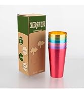 TJ Aluminum Metal Cups, Metal Anodized Multi-Colored Red, Purple, Pink, Blue, Green, Gold Party C...