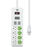 OSKOS 8-Outlet Power Strip with Digital Timer. It Includes a 4-ft SJT 14/3 Power Cord, 15A/1800W,...