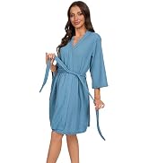 iniber Robes for Women Waffle Knit Bathrobe Soft Lightweight Knee Length Loungewear S-XXL