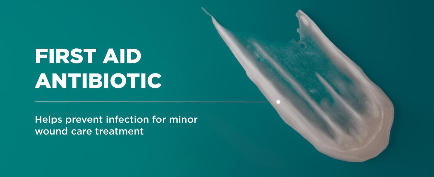 First aid antibiotic ointment helps prevent infection for minor wound care treatment and protection