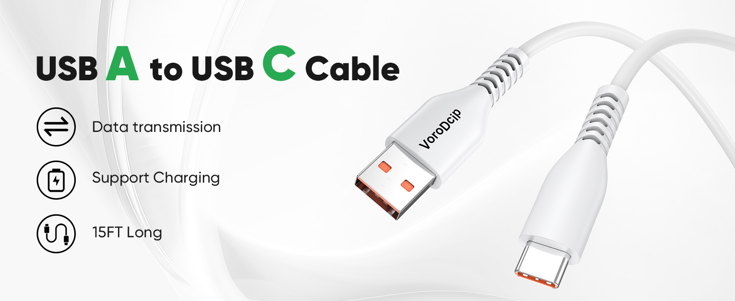 15ft usb to usb c fast charging cable