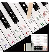 Piano Keyboard Stickers for 88/76/61/54/49/37 Key for Beginners, Staff Boards Note Stickers with ...