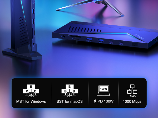 PORTTA 14 IN 1 Docking Station Triple Display