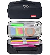 Large Pencil Case Organizer, Black Pencil Pouch for Adults, Teens, and Kids - Protable Pencil Pen...