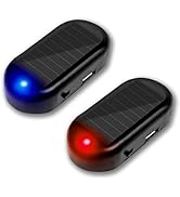 YOMTOVM Red+Blue Car Solar Power Simulated Dummy Alarm, Anti-Theft Fake Car Alarm LED Flashing Se...