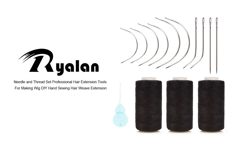 Ryalan Weaving Needle Combo Deal Black Thread with 10pcs Needle