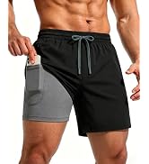 CoozySphere Men 2 in 1 Running Shorts with Compression Liner 5" 7" Quick Dry Workout Athletic Sho...