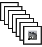 Picrit 8x8 Picture Frame Set of 7, Display 5 x 5 with Mat or 8 x 8 Without Mat, Photo Frames for ...