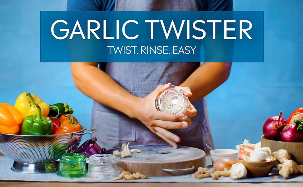 Garlic Twister. Twist. Rinse. Easy to use.