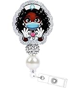Black Girl Badge Reel Retractable - Cosmisun African American Nurse Badge Holder Retractable with...