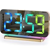 SZELAM Alarm Clock for Bedroom,7.4” Digital Clocks Large Display,with USB C Charging Port,RGB Nig...