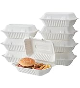 Jaluxing [9X6 Bio Natural Clamshell Take Out Food Containers with Lids, Dis...