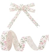 HOBBIESAY Flower Print Ribbon 5/8" x15Yards Flowers Ribbons Vintage Pink Floral Printed Fabric Ri...