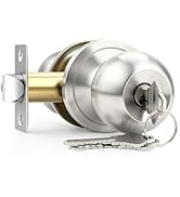 Brotima 1 Pack Keyed Entry Door Knob with Lock, Interior and Exterior Door Lock, Standard Ball, S...