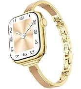 Mosonio Slim Designer Bracelet Bands for Apple Watch Women, Elegant Thin Dressy Metal Band with E...