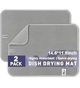 14.6*11.8 inch Microfiber Dish Drying Mat,2 Compact Ultra Absorbent Dish Mat Drying Kitchen Mat,S...