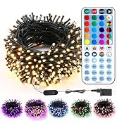 BrizLabs RGBW Christmas Lights, 98.5FT 300 LED Color Changing String Lights with Remote, Warm Whi...