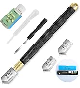 Glass Cutter 2mm-20mm, Upgrade Glass Cutting Tool with Glass Cutting Oil, Pencil Style Oil Feed C...