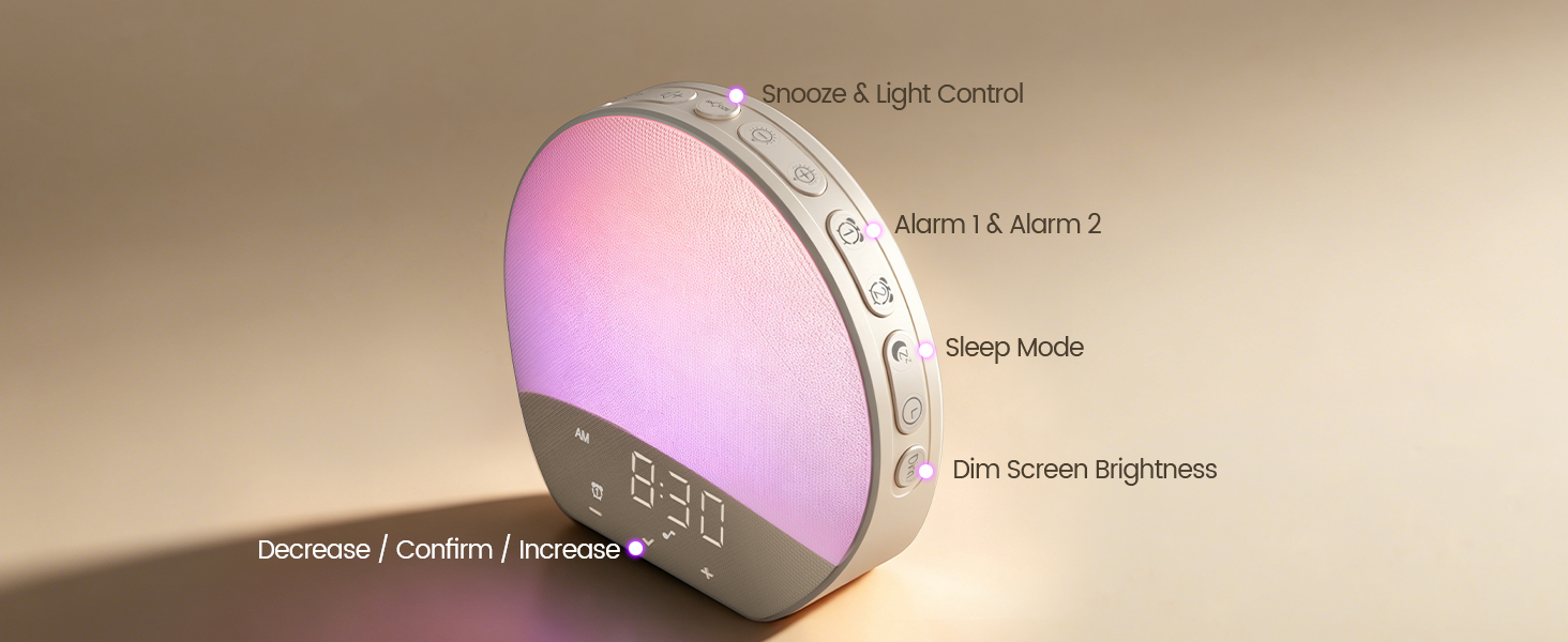 Glocusent N17 Sunrise Simulation Alarm Clock With Snoose