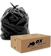 Ox Plastics 13 Gallon Trash Can Liners Bags - Capacity & 2mil Thick Extra Heavy Duty Strength - (...