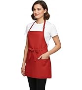 BOHARERS Kitchen Cooking Apron Unisex Adjustable chef apron with 3 pockets,1 Pack Red