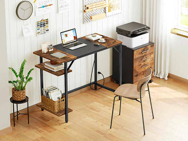 Computer Desk, Home Office Desk with Power Outlet