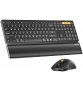 ProtoArc Bluetooth Keyboard and Mouse Combo, KM60 Bluetooth + USB Multi Device Rechargeable, Wris...