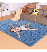 Mhyup 5x7 Blue Rugs for Living Room Bedroom, Fluffy Large Area Rug Soft Shag Non-Slip Carpet for ...